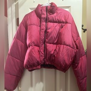 Take Me To A Galaxy Puffer Jacket - Pink